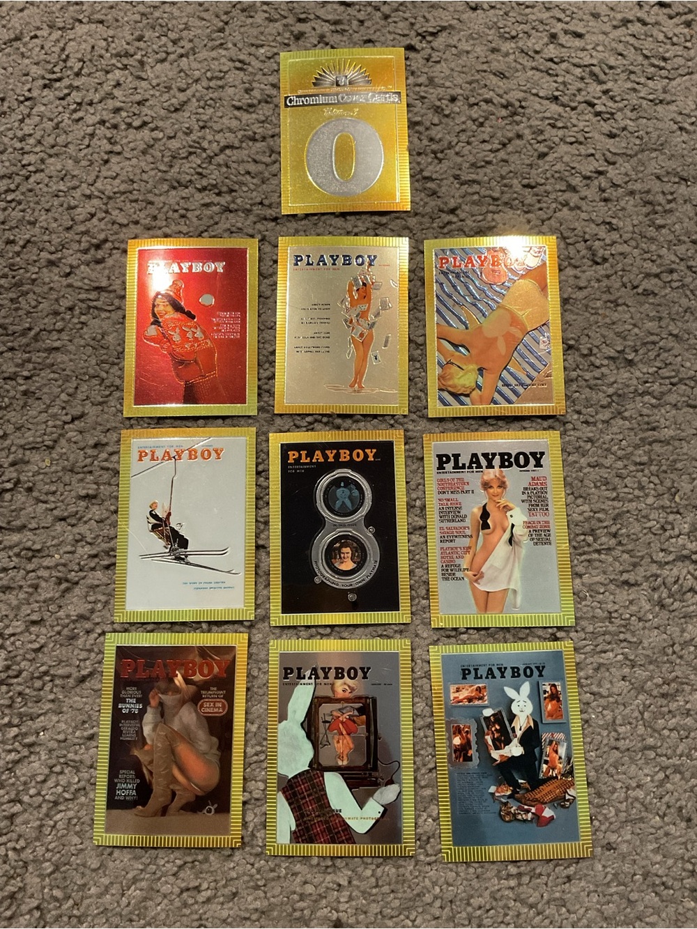 Vintage Playboy Chromium Cover Playing Cards Gold Metallic Lot of 10 1950-1980s